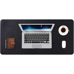 Tapis de Souris Grand Prolong&eacute; Mouse Pad Mat XL sous Main Bureau en Cuir Tapis de Portable Pad &Eacute;criture pour Bureau/Domicile, PU &Eacute;tanche + Su&egrave;de Antid&eacute;rapant 80 x 40 cm (Noir) - Neuf