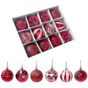 12pcs Boule de No&euml;l Arbre Assortiment de D&eacute;corations, 2.4 No&euml;l Incassables Briller Boule de D&eacute;coration Pour Arbre de No&euml;l de Vacances - Neuf