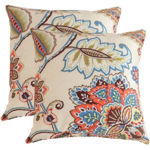CAUC-Lot de 2 housses de coussin d&eacute;coratives pour int&eacute;rieur et ext&eacute;rieur, d&eacute;coration d'int&eacute;rieur, canap&eacute;, lit, kaki floral, 40 x 40 cm - Neuf