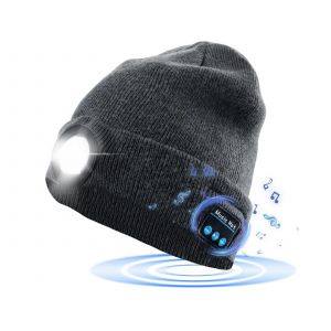 Bonnet Bluetooth avec &eacute;couteurs et lumi&egrave;re LED - Gris - Neuf