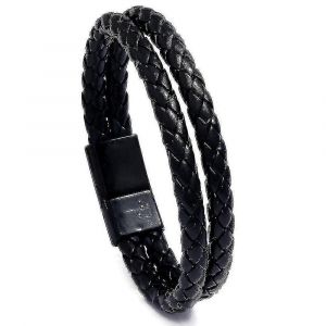 Tendance Homme Vintage Tress&eacute; Double Circle Bracelet Simple Mode Imitation Cuir Bracelet Bracelet - Neuf
