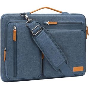 Sacoche Ordinateur Portable,Sacoche Pc Portable 15-15,6 Pouces Compatible Avec Macbook Pro 16,Hp,Dell,Sac Ordinateur Sac Messager C&ocirc;t&eacute; Ouvert Avec 4 Poches Zipper&Poign&eacute;e,Brume Bleu - Neuf
