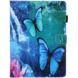 Coque en Cuir PU Compatible avec Tablette 9.5-10.5 Pouces Universelle 10"" Papillons Vert Bleu Motif Lirves Pochette Fille Etui Flip Clapet Silicone Sacoches Antichoc Housse de Protection - Neuf