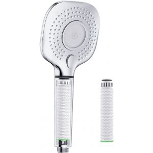 Pommeau de douche, Pommeau de douche de salle de bain, Pommeau de douche haute pression, Douchette carrée, Pommeau de douche anticalcaire, Adoucisseur d'eau dure, Chrome - Neuf