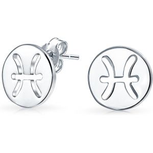 Kal-Mini Boucles D'oreilles Clous Cercle C&eacute;leste 12 Constellations Astrologie Horoscope Zodiaque Pour Femmes Adolescents En Argent Sterling .925 12 Mois D'anniversaire - Neuf