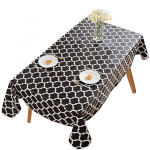 Nappe Rectangulaire Pour Table &Agrave; Manger - D&eacute;coration De No&euml;l Pour La Cuisine Et Les F&ecirc;tes - Noire - R&eacute;utilisable Et R&eacute;sistante Aux Taches - Neuf