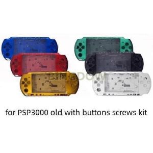 Coque De Remplacement Complete Pour Console De Jeu Psp 3000/3004, Crystal Colors, Avec Kit De Boutons - Neuf