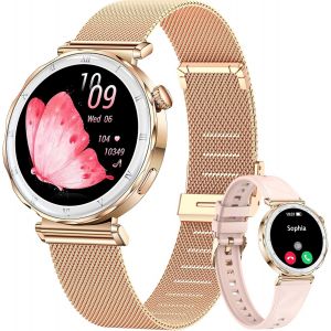 Asfasfq-Civo Montre Connectée Femme Appel: Bluetooth Or Rose Ronde Smart Watch - Fitness Sport Montre Avec Podometre - Etanche Ip67 Smartwatch Pour Android Ios - Neuf