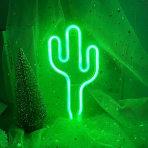 Veilleuse Néon Cactus - Lumière Néon Cactus Alimentée Par Usb | Enseigne Led Cactus Pour Enfants, Chambre À Coucher, Fête, Anniversaire, Nouvel An - Neuf