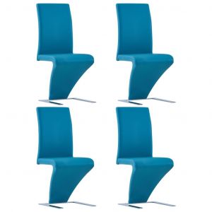 Chaises À D?Ner Avec Forme De Zigzag 4 Pcs Bleu Similicuir - Neuf