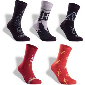 Jgd-Ha-Rry Chaussettes, Dr&ocirc;le De Chaussettes Pour Femmes 35-38 En Coton Avec Motif D'&eacute;clairs Dans Un Ch&acirc;teau Magique 5 Paires - Neuf