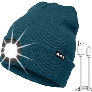 Nsiecd-Led Bonnet Lampe Frontale, Usb Type C Rechargeable 4 Led Chapeau De Course Ultra Lumineux Lumi&egrave;re Hiver Chaud Tricot Bonnet Cadeaux Pour Hommes Et Femmes - Neuf