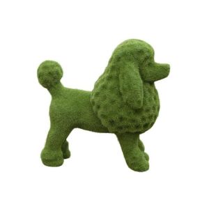Chiot caniche en peluche, ornement de jardin en r&eacute;sine, 16,7 x 8 x 16,5 cm - Neuf