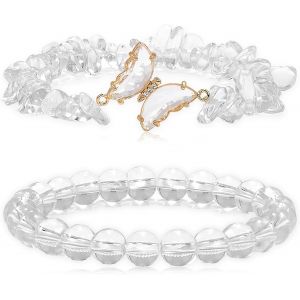 Eryi-2pcs Bracelet Pierre Naturelle Femme,8mm Pierres Bracelet Irrégulier En Pierre Papillon Bracelet En Cristal Élastique Homme Bracelet En Pierre Irrégulière Yoga Méditation - Neuf