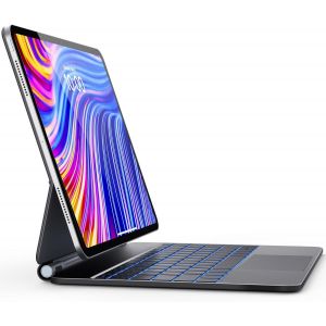 Clavier Ipad Air 13"" (M2, 2024), Clavier Ipad Pro 12,9 (6/5/4/3 Gen), Magic Style Keyboard Ipad Pro 12,9, Magnétique Flottant Design Avec Pavé Tactile, 7 Couleurs De Rétroéclairage, Noir - Neuf
