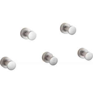 Lot de 5 crochets muraux en nickel brossé pour salle de bain et cuisine-Auto-adhésifs ou pour montage mural - Neuf
