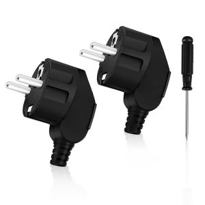 Prise Electrique Male 2 Pi&egrave;ces Fiche Electrique Male 250V 16A Prise Male Etanche Exterieur + 1 Tournevis Convient aux Appareils Electrom&eacute;nagers aux Luminaires Prises, Noir - Neuf