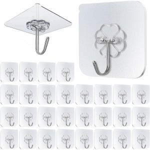 30 Pièces Crochet Adhésif,Crochets Auto-adhésifs Transparents Pour Accroche Salle de Bain,Cuisine,Plafond,Mural,Porte,Max 10 kg (Style 1) - Neuf