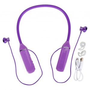 Bluetooth Tour de cou Casque LED Puissance Affichage Carte mémoire Lecture Écouteurs magnétiques Casque avec rétroéclairage RVB Violet - Neuf