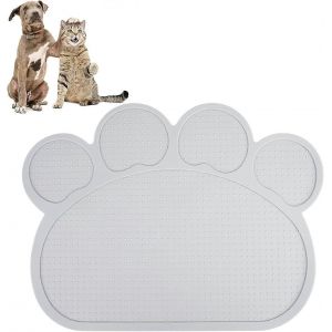 Nourriture Pour Animaux De Compagnie Chat Chat Chien Tapis D'alimentation Silicone Bol Tapis Antidérapant Imperméable Set De Table Gris - Neuf