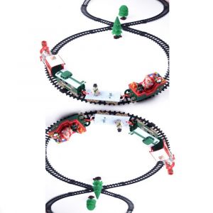 Train de No&euml;l pour enfants avec rails, locomotive, P&egrave;re No&euml;l et d&eacute;corations - Cadeau de No&euml;l - Neuf