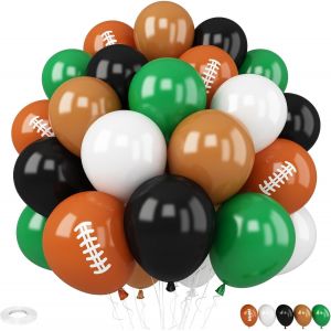 Lot De 30 Ballons De Football En Latex Avec Imprim&eacute; Ballon De Rugby Pour Gar&ccedil;ons - 30,5 Cm - Marron, Noir, Vert, Nude - Neuf