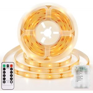 Kalanka-Bande Led De 3 M Avec Piles, 90 Led, &Agrave; Piles, Avec T&eacute;l&eacute;commande, Minuterie, Pour D&eacute;coration De La Chambre &Agrave; Coucher, De La Maison (Blanc Chaud) - Neuf