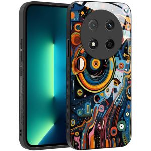 Kal-Coque Pour Honor Magic 7 Lite 5g - Motif Abstrait Artistique Géométrique Arrière Verre Étui, Antichoc Anti-Rayures Antidérapant Housse (Abstact Art,01) - Neuf