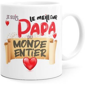 Eryi-Mug Papa Idée Cadeau Original Pour Fête Des Pères, Tasse Message Amour Humour Meilleur Du Monde Enfant Homme Père Mari Ami Pour Anniversaire Noël. Imprimé En France - Neuf