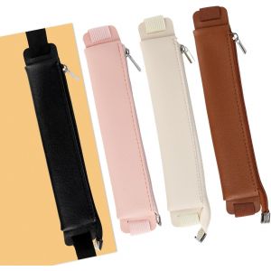 MAA-4 Petites PU Trousse Cuir, Petite Trousse Stylo, Portable Etui Stylo, Mini Trousse, Pochette Stylo avec Bretelles élastiques (4 Couleurs) - Neuf