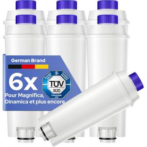 [6X] Filtre &Agrave; Eau Pour Delonghi Dlsc002 | Certifi&eacute; T&uuml;v | Pour Dlsc002, Ser3017 & 5513292811 - Y Compris Les Versions Des S&eacute;ries Ecam, Esam, Etam - Neuf