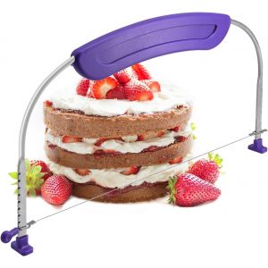 Oayew-Coupe-G&acirc;teau R&eacute;glable, Trancheuse Professionnelle Avec Fils En Acier Inoxydable Et Poign&eacute;e Violette Pour Mariage, Anniversaire, G&acirc;teaux, Outil De Cuisson, 30,2 X 16,5 Cm - Neuf