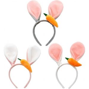 3pcs Bandeaux D'oreilles De Lapin De P&acirc;ques,Bandeau D'oreilles De Lapin,Bandeaux De Carotte De Lapin Mignon Pour La D&eacute;coration De Costume De Faveur De F&ecirc;te De P&acirc;ques - Neuf