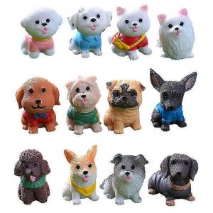 12 Pcs Mini Figurines De Chien Playset Réaliste Mini Chiot Figures Miniature Chien Animal Jouet - Neuf