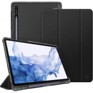 Coque Pour Samsung Galaxy Tab S8 11 Pouces 2022 / Galaxy Tab S7 2020 - Etui Transparent Givré Housse Fine Et Légère Cover Sommeil/Réveil Auto Fonction Rangement De Stylet, Noir.[F2136] - Neuf