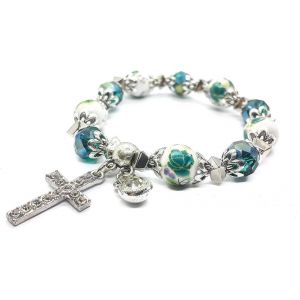 Eryi-Store Bracelet De Perles Chrétien Cassique Avec Croix Religieuse Et Perles De Cristal Vert ¿ Un Cadeau Sacré Pour Les Adolescentes Et Un Bijou Idéal Pour Les Femmes Et Les Hommes - Neuf