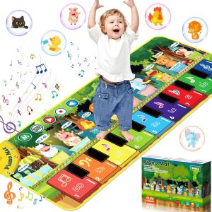 ERYI-Tapis Musical Bébé, Piano Pour Enfants, Tapis De Danse Avec 10 Animaux, Jouet Musical Enfant 2 Ans, Pour Garçons Filles, 110X43Cm - Neuf