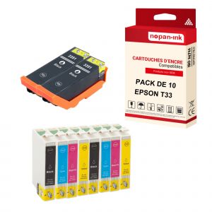 NOPAN-INK - x10 Cartouches compatible pour EPSON T33 XL T33XL (Orange) compatibles EPSON Epson Expression Premium XP-530 XP-540 XP-630 XP-635 XP-640 X - Neuf