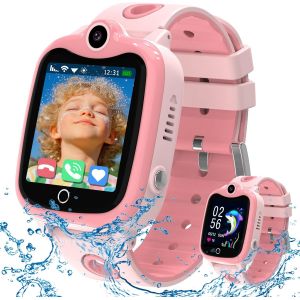 Montre Connectée Enfant 4g/Gps/Wifi/Appel Vidéo, Montre Gps Enfant Fille Garçon Avec Chat Familial, Sos, Ip68 Téléphone Jeux Réveil, Mode Classe, Montre Intelligente Enfants Cadeau Pour 4-12 Ans - Neuf