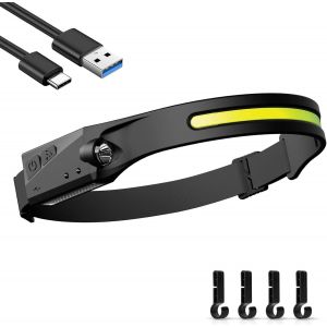Lampe Frontale Led Rechargeable Par Usb, Puissante Lampe Frontale Led, Lampe Frontale Cob Étanche Avec Capteur Sensible Pour La Randonnée, Le Cyclisme, La Promenade Du Chien, La Pêche - Neuf