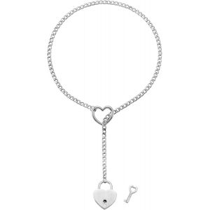 Kal-Réglable Collier En Y Femme Coeur/Rond/Serrure Pendentif,Chaîne De Glissement Punk Gothique Kubanische Collier Argent/Or/Noir Bijoux Y-Collar 26-34 - Neuf