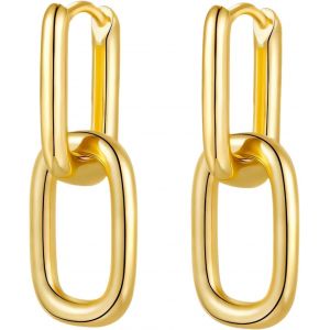 Kal-Boucles Pendantes Carrées En Avec Pendentif En U - Boucles D'oreilles Minimalistes - Double Cercle - Bijoux Fantaisie - Boucles D'oreilles Pendantes - Ensemble De Boucles D'oreilles - Neuf