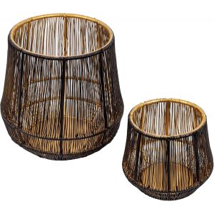 Photophore Bougeoir Doré - Lot de 2 Bougeoirs Décoratifs pour Bougie - Bougie Chandelier Noir avec Porte-Bougie à Cire Lune ¿ Lanterne Marocaine Élégante pour Table ¿ Idéal Cadeau Décoratif - Neuf