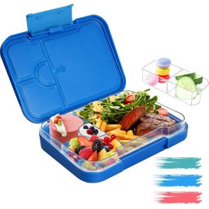 Bento Lunch Box Enfant, Bo&icirc;tes Bento Peut &Ecirc;tre D&eacute;mont&eacute; 6 Compartiments Ou Alors 4 Compartiments, Passe Au Micro-Ondes Et Lave-Vaisselle, Certification Fda Et Certification Allemande Lfgb - Neuf