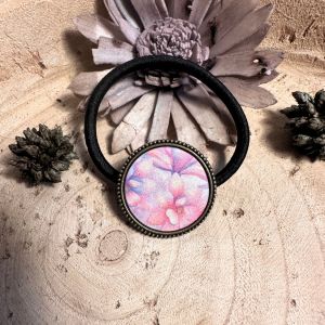 &Eacute;lastique Pour Cheveux Personnalis&eacute; - Fleurs Rose Violet - Fait Main - Neuf