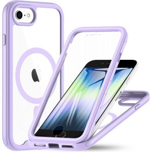 Magn&eacute;tique Coque Pour Iphone Se 2022/Iphone Se2020/Iphone 8/Iphone 7 4,7 Pouces Avec Protection D'&Eacute;cran, Compatible Avec Magsafe, 360 Degr&eacute;s Antichoc Protection Etui Housse - Violet - Neuf