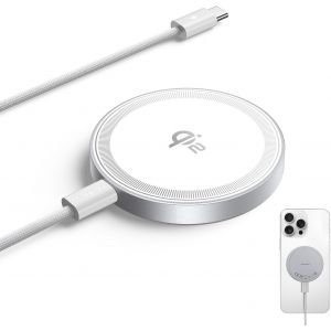 Eryi-Chargeur Induction, Qi2 15w Pour Magsafe Chargeur, Tapis De Charge Rapide Pour Iphone 16 Pro Max/15/14/13/12, Samsung S25 Ultra, Chargeur Magnétique Avec Câble Usb-C De 5 Pieds (Blanc) - Neuf