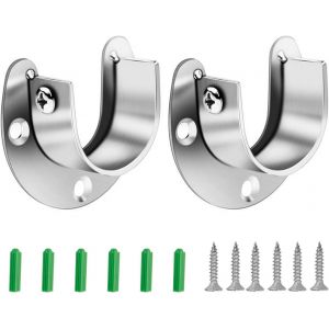 (19 mm/0,74 pouces) Lot de 2 supports de tringle &agrave; bride, support d'extr&eacute;mit&eacute; de tringle de placard, douille de tringle en acier inoxydable pour rideau de douche de placard - Neuf