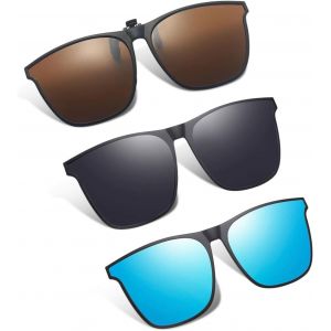 Fdjhy-Clip Lunettes De Soleil Polarisées 3 Pièces Clip Solaire Pour Lunettes De Vue De Soleil Polarisées À Clipser Polarisée Clip Lunettes De Soleil Pour Hommes Femmes Conduite Voyage - Neuf