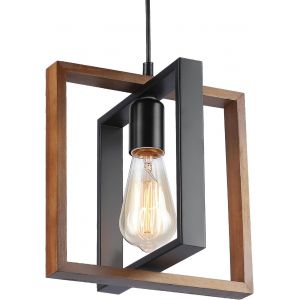 Ulteronixshop-Plafonnier Salon Luminaire 1 T&ecirc;tes Moderne Bois Et M&eacute;tal Cuisine Lustre Noir E27 Billard Table Plafonnier Hauteur R&eacute;glable Ferme Lustre - Neuf